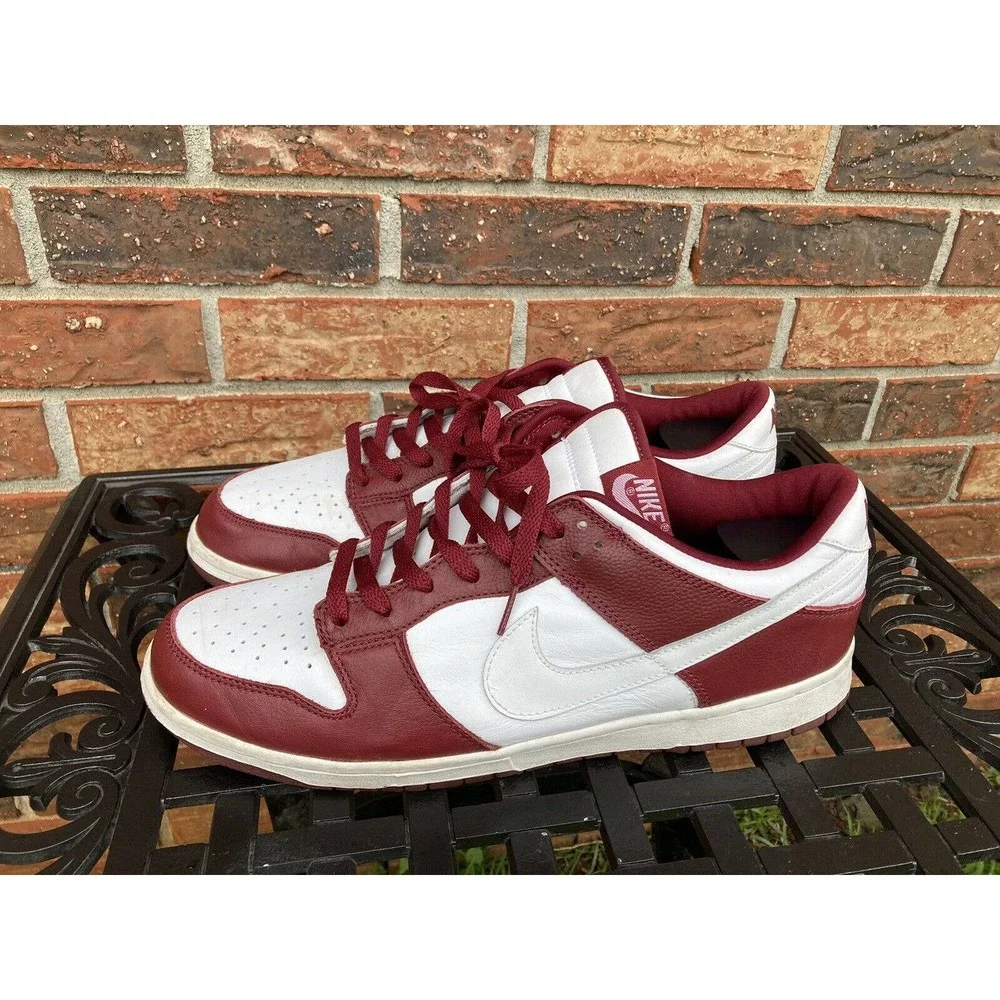 Rare Vintage Nike Dunk Low 2003 Team Red Burgundy‎ White 624044-613 Size 13